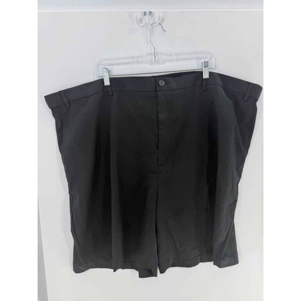 Savane Mens Black Flat Front Dress Shorts Size 52 Stretch SU24933